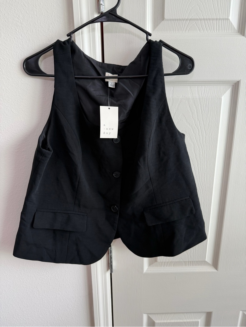 A New Day Black Button-Front Vest